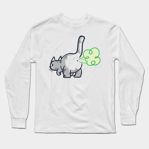 Farting Cat Long Sleeve T-Shirt by Komigato